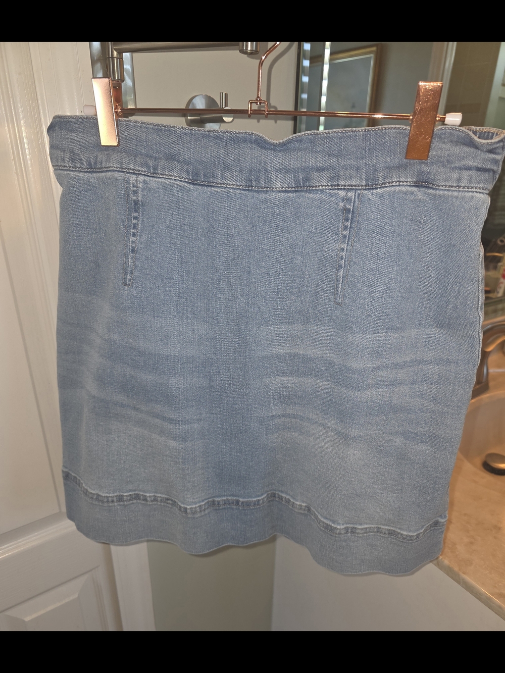Boston Proper Light Wash Denim Mini Skirt